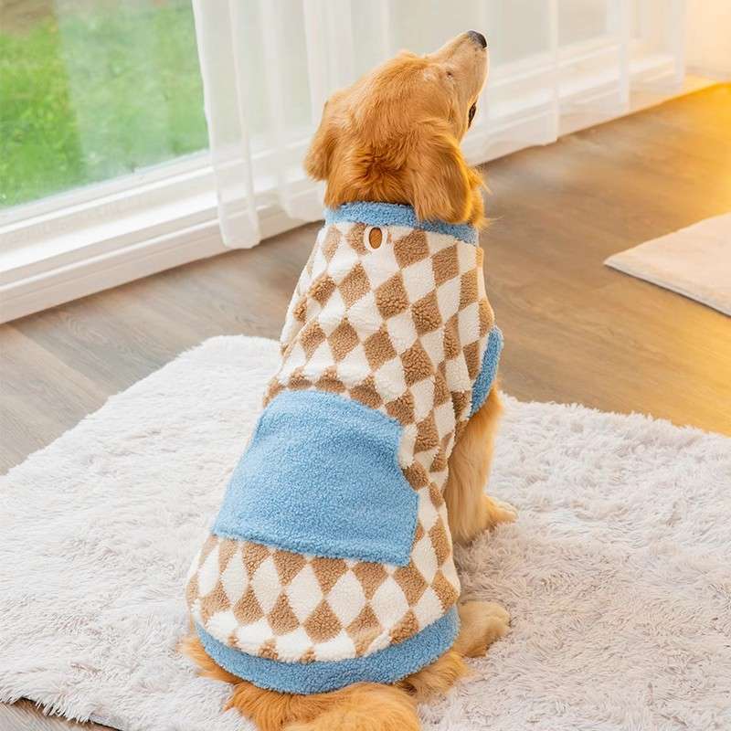 犬服 チェッカー柄あったかボアベスト