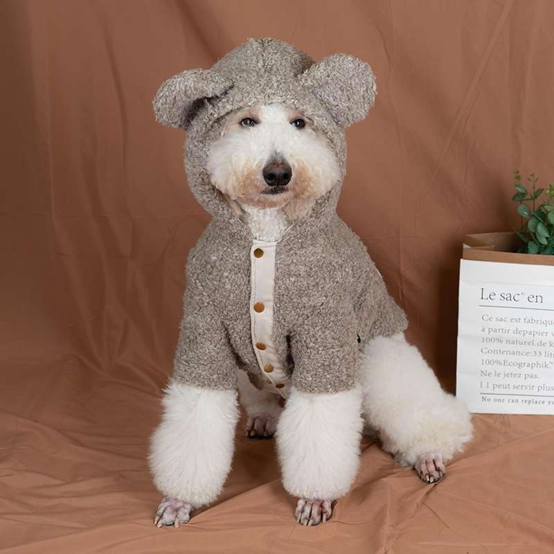 犬服 もこもこテディベア風大型犬用パーカー
