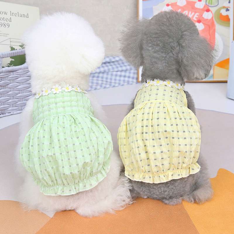 犬服 小花柄ワンピース 春夏向け小型犬用ドレス