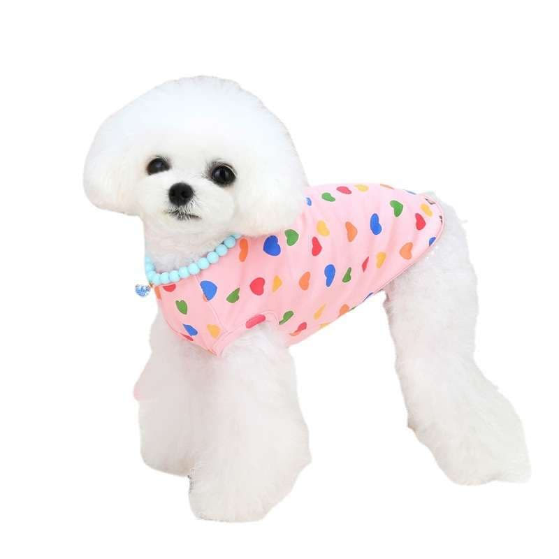 犬服 ハート柄ワンピース風タンクトップ