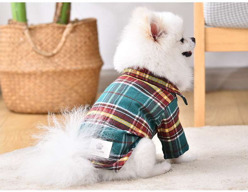 犬服 ふわもこチェック柄シャツ