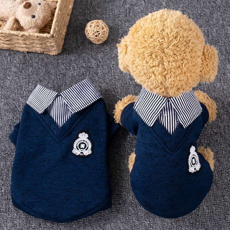 犬服 ふわもこワンちゃん用襟付きニットセーター