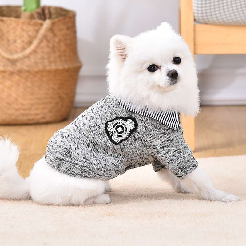 犬服 ふわもこワンちゃん用襟付きニットセーター
