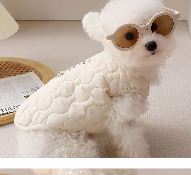 犬服 まるもようキルティング裏ボア犬用ベスト