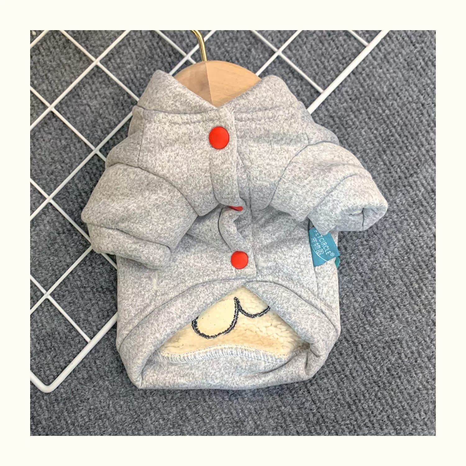 犬服 サンタクロース刺繍入りもこもこ裏起毛パーカー