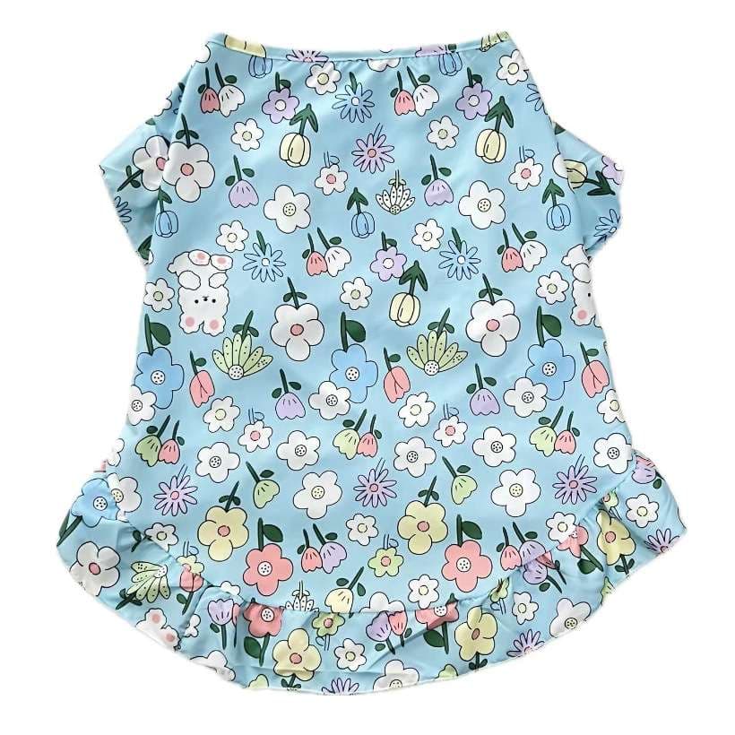 犬服 いちごプリント柄フリル付きペット用スタイ