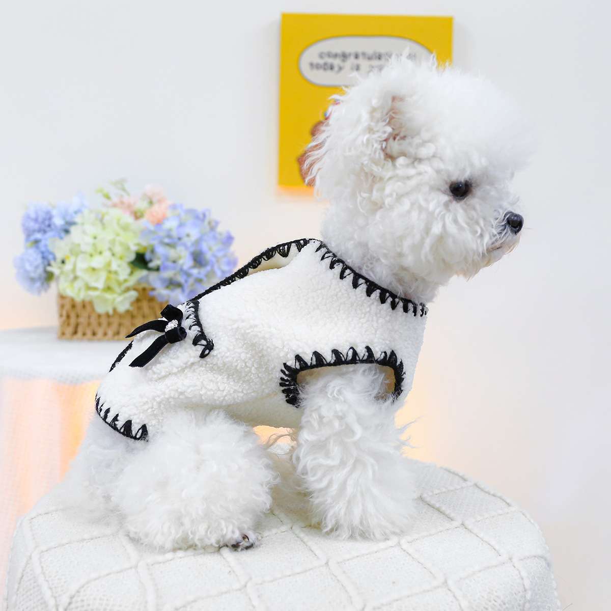犬服 ふわもこリボン付きドッグウェア