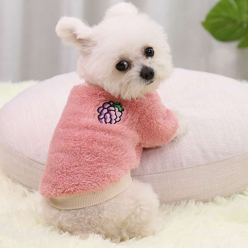 犬服 もこもこフルーツ柄ペット用セーター