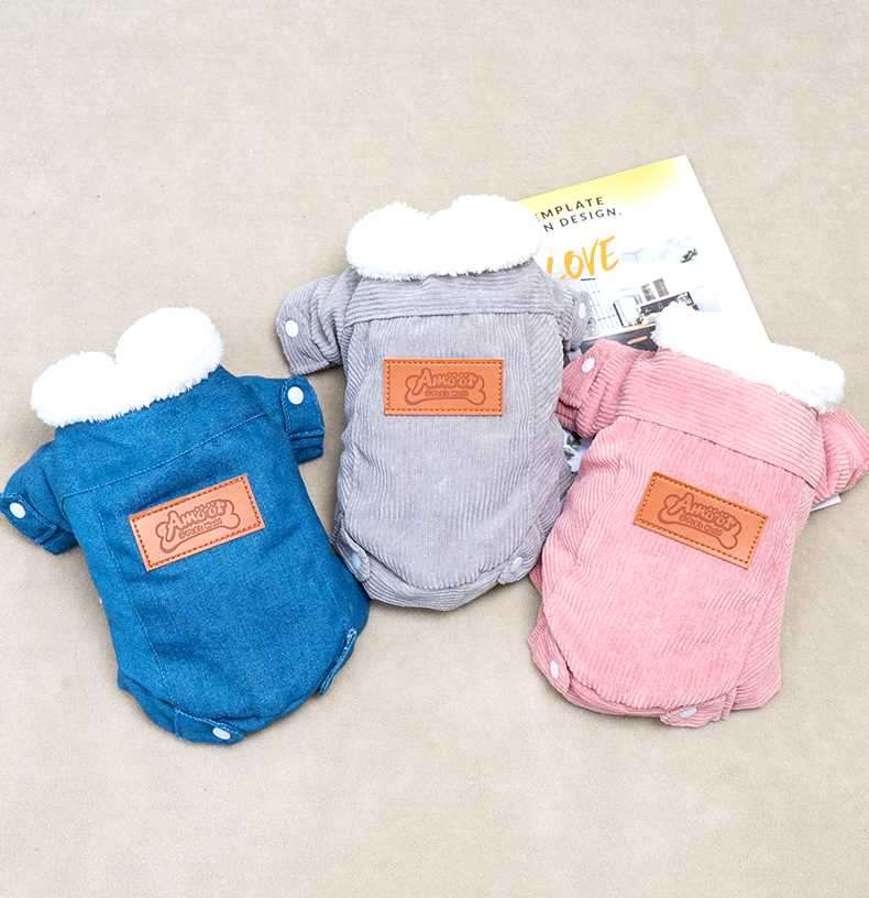 犬服 襟付き小型〜中型犬用コーデュロイアウター