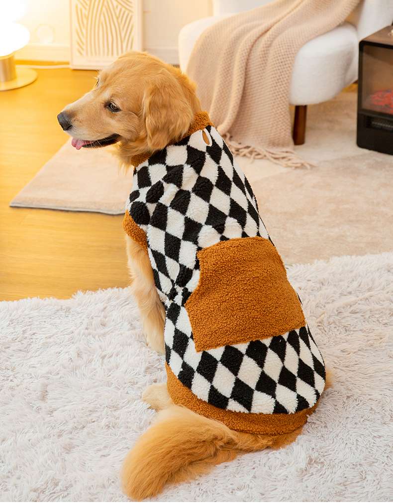 犬服 チェッカー柄あったかボアベスト