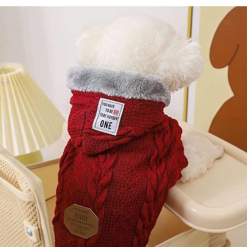 犬服 アウターニット ケーブル編みセーター