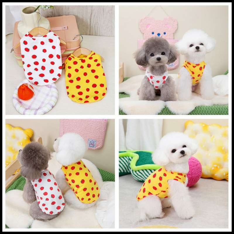 犬服 いちごプリントの可愛いタンクトップ