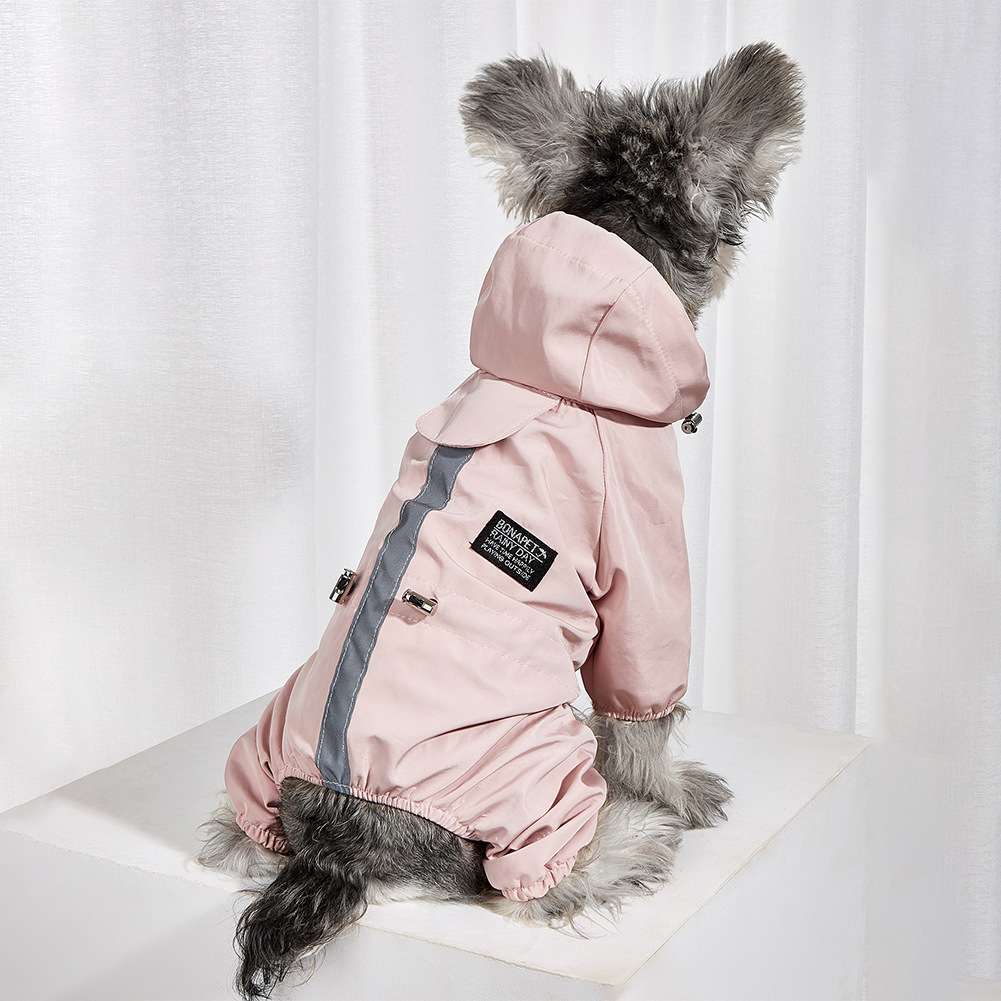 犬服 小型犬用フード付き防寒つなぎ