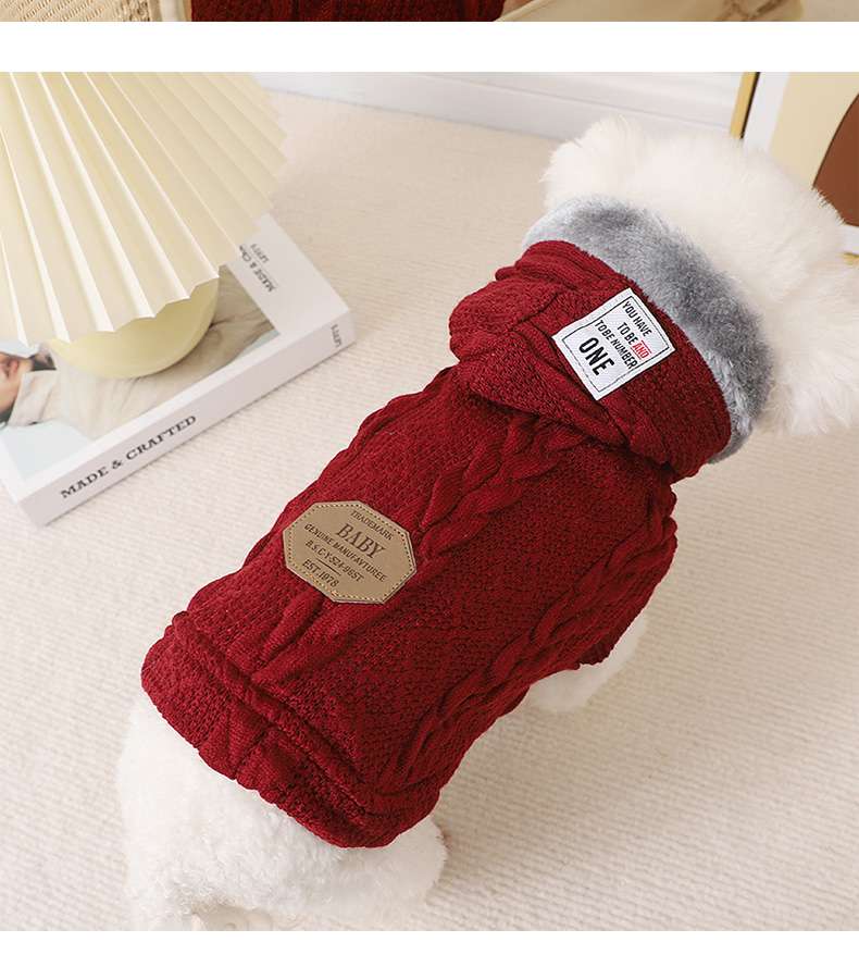 犬服 アウターニット ケーブル編みセーター