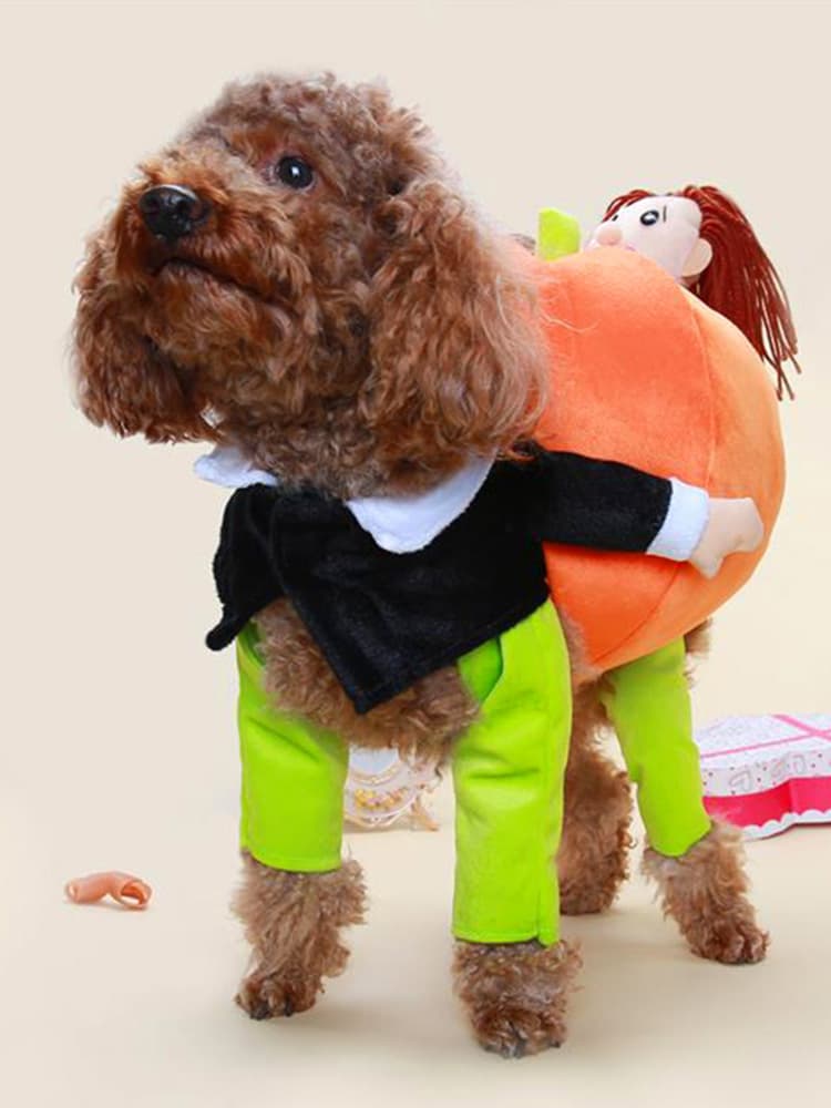 犬服 かぼちゃ運び人形付き変身仮装犬服