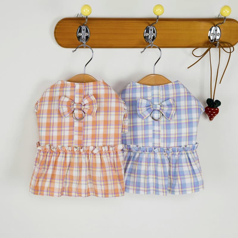 犬服 猫服 チェック柄ワンピース 可愛いペット用ドレス
