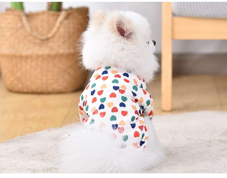 犬服 ふわもこ愛らしいハート柄パジャマ