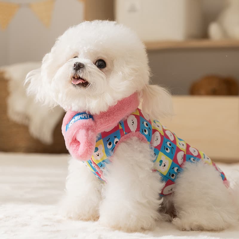 可愛い動物キャラクター総柄ニット犬服