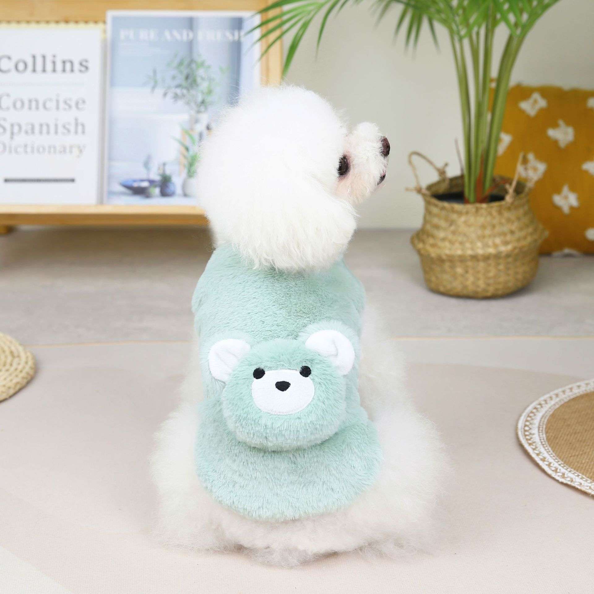 犬服 もこもこクマさん柄ペット用パーカー