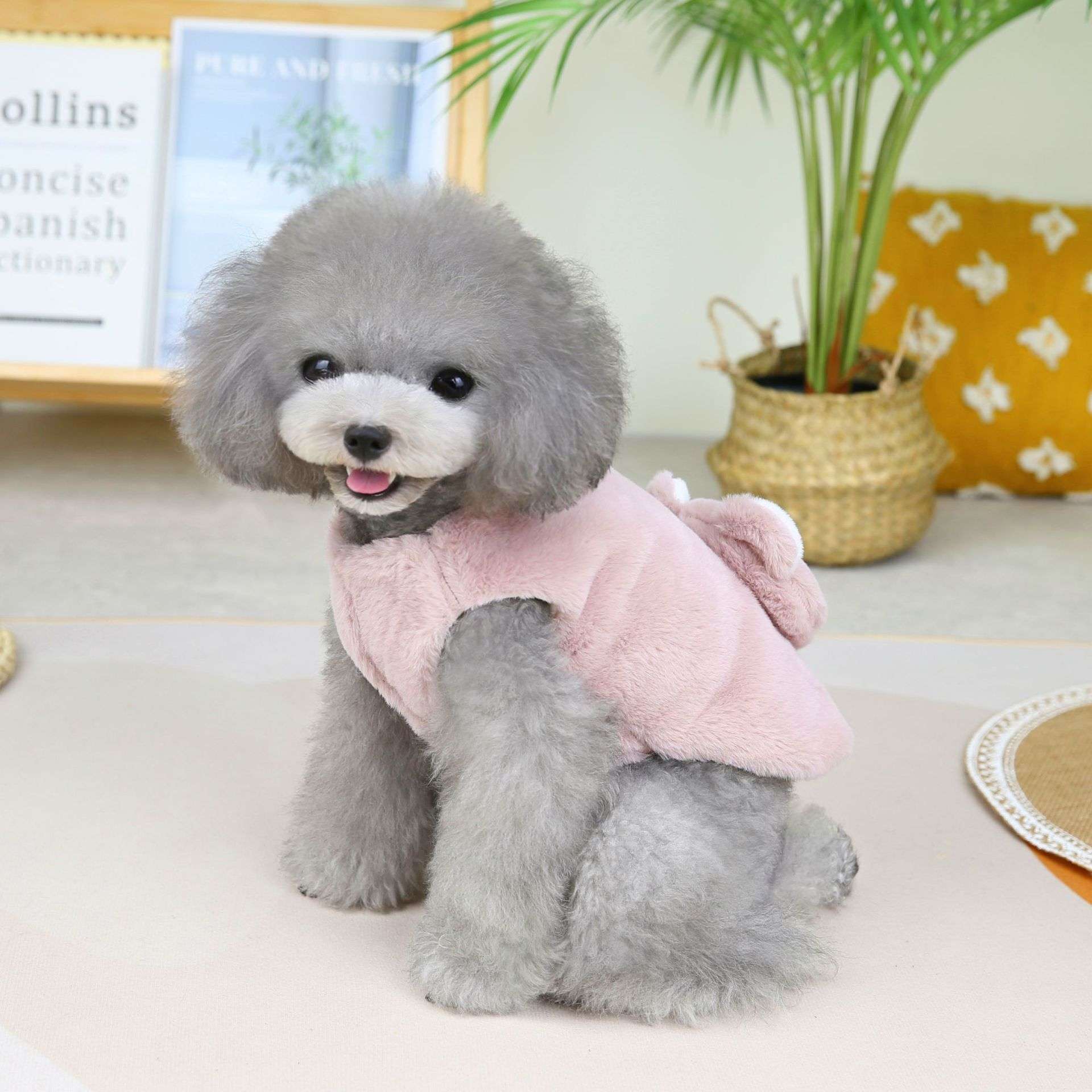 犬服 もこもこクマさん柄ペット用パーカー