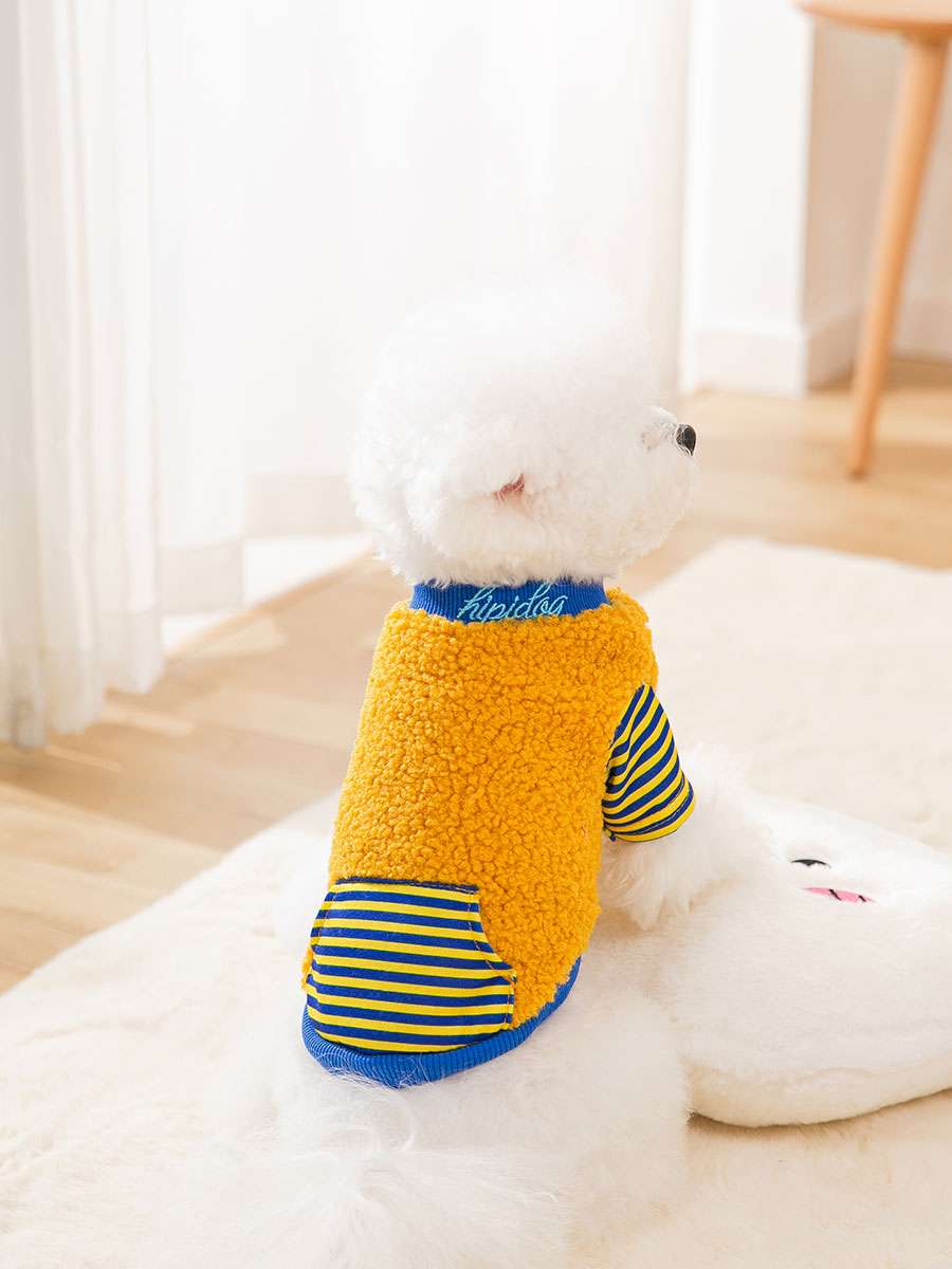 犬服 もこもこボーダー袖の小型犬用ニットウェア