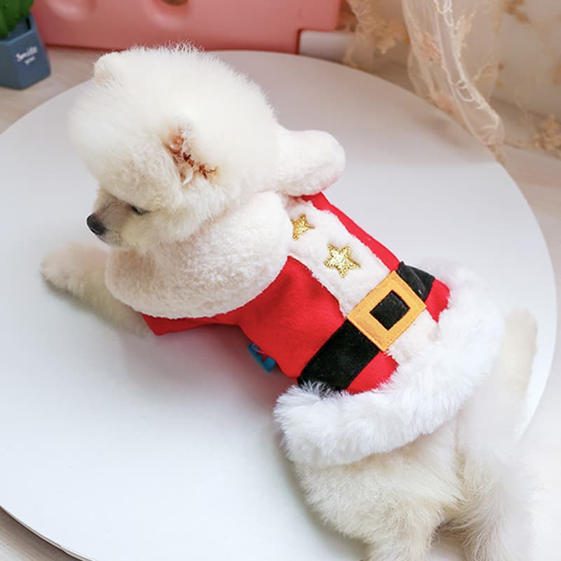 犬服 聖夜の贈り物もこもこフード付き犬用トレーナー