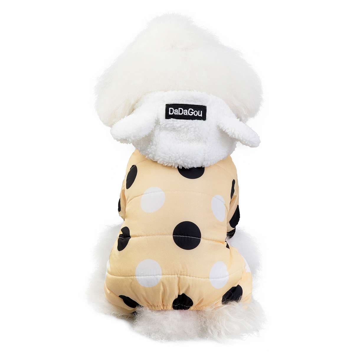 犬服 モコモコ水玉柄ジャンプスーツ