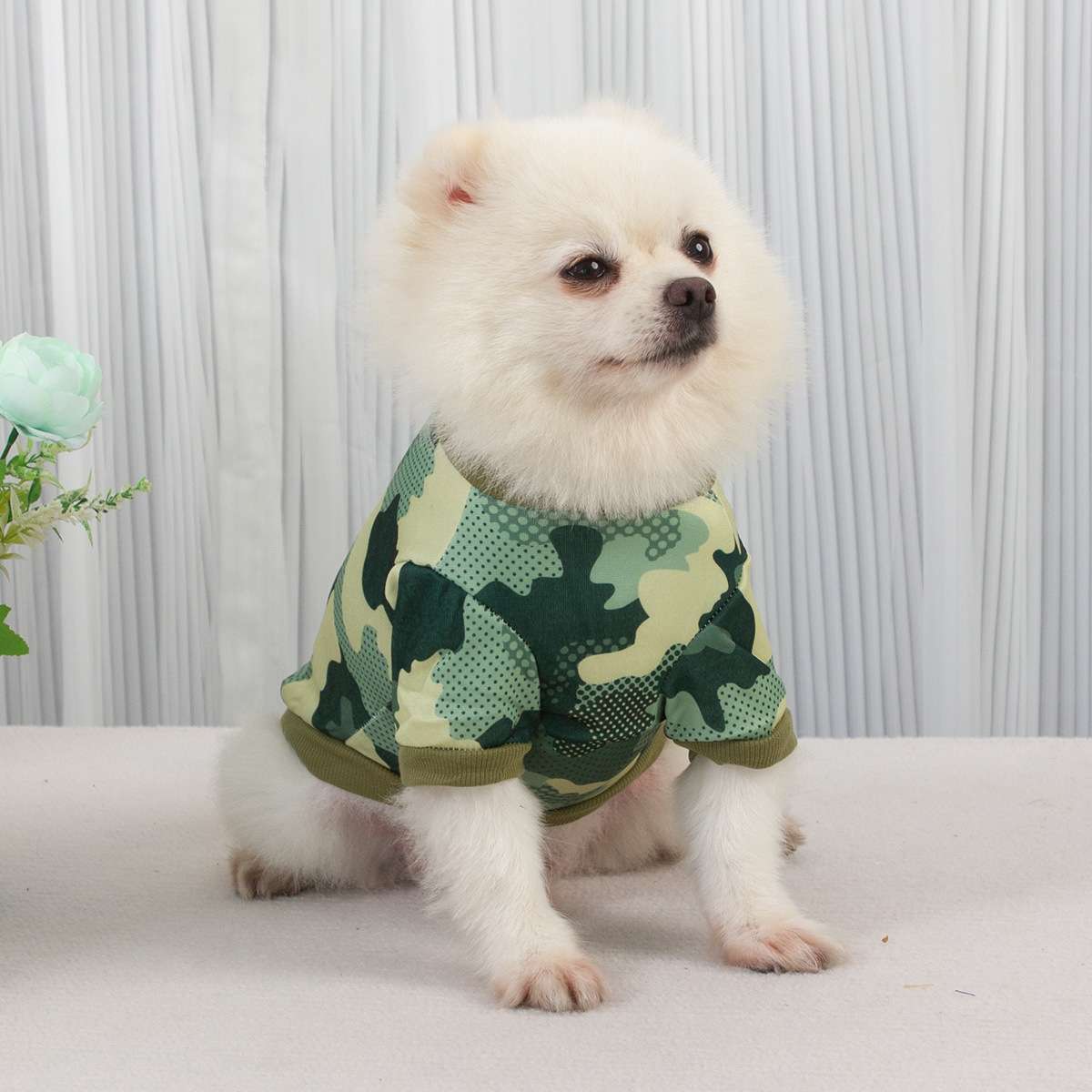 犬服 ふわもこ小型犬用迷彩柄トレーナー