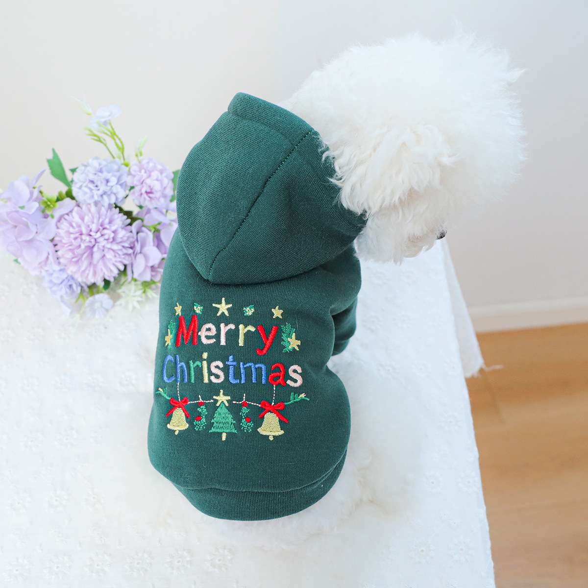 犬服 クリスマス犬用パーカー もこもこ