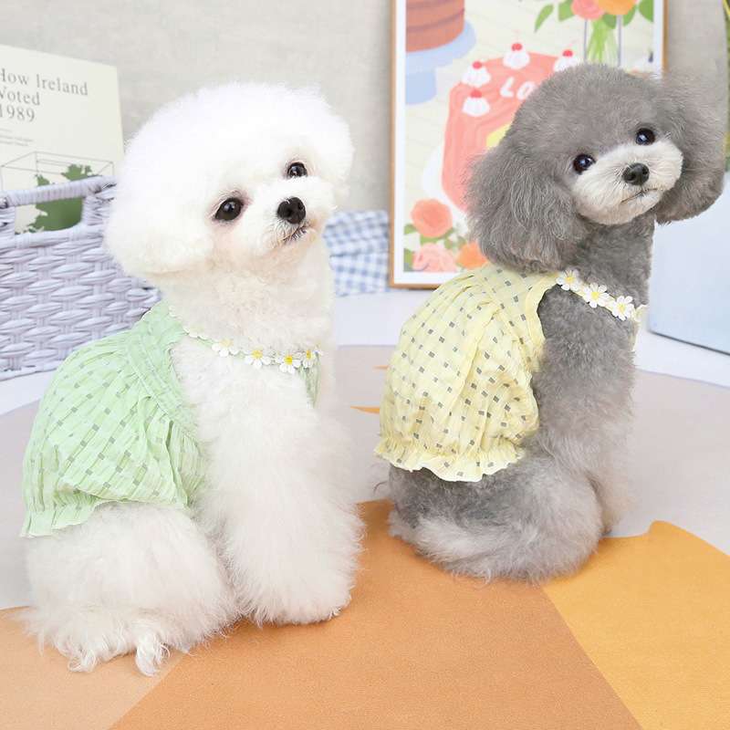 犬服 小花柄ワンピース 春夏向け小型犬用ドレス