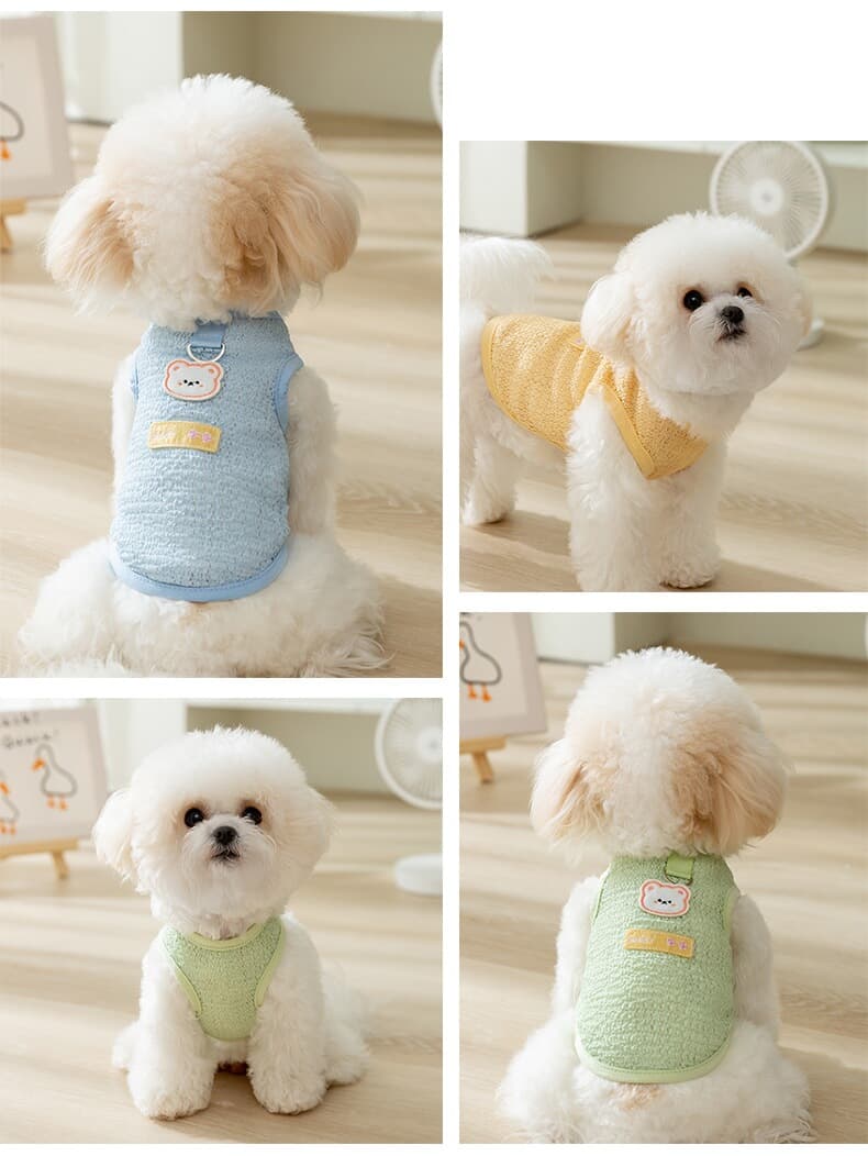 犬服 くまさんワッペン付きタンクトップ