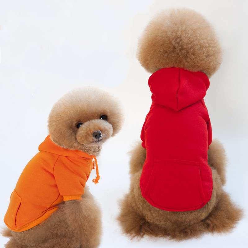 犬服 もこもこフード付き犬用パーカー