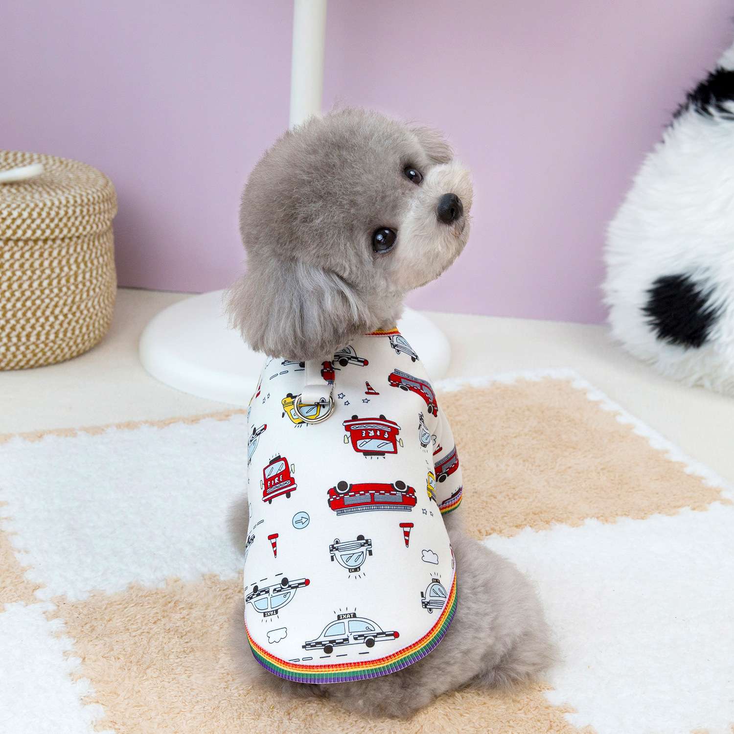 犬服 消防車柄 小型犬用パジャマ