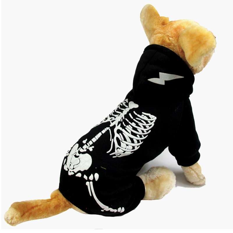 犬服 スケルトン柄パーカー風ペット用コスチューム