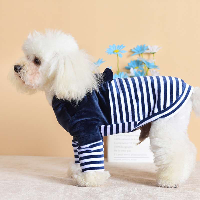 犬服 ふわもこプードル用ボーダーパーカー
