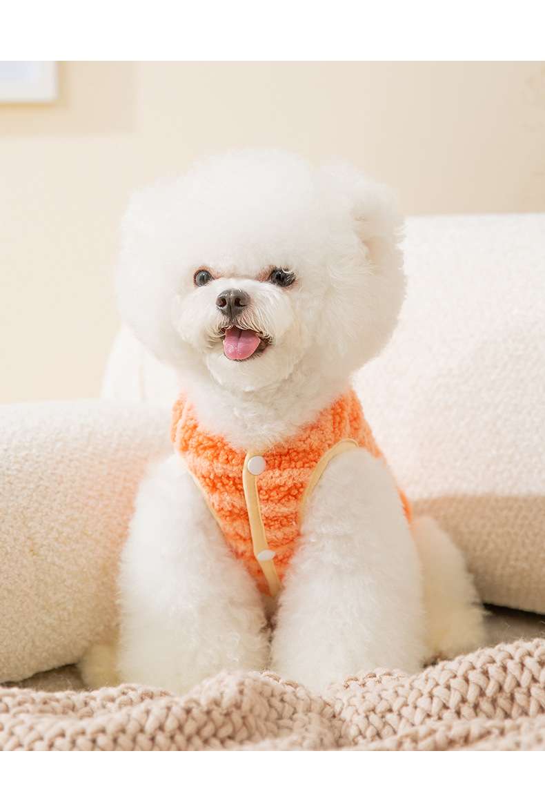 犬服 もこもこボーダー犬用ベスト