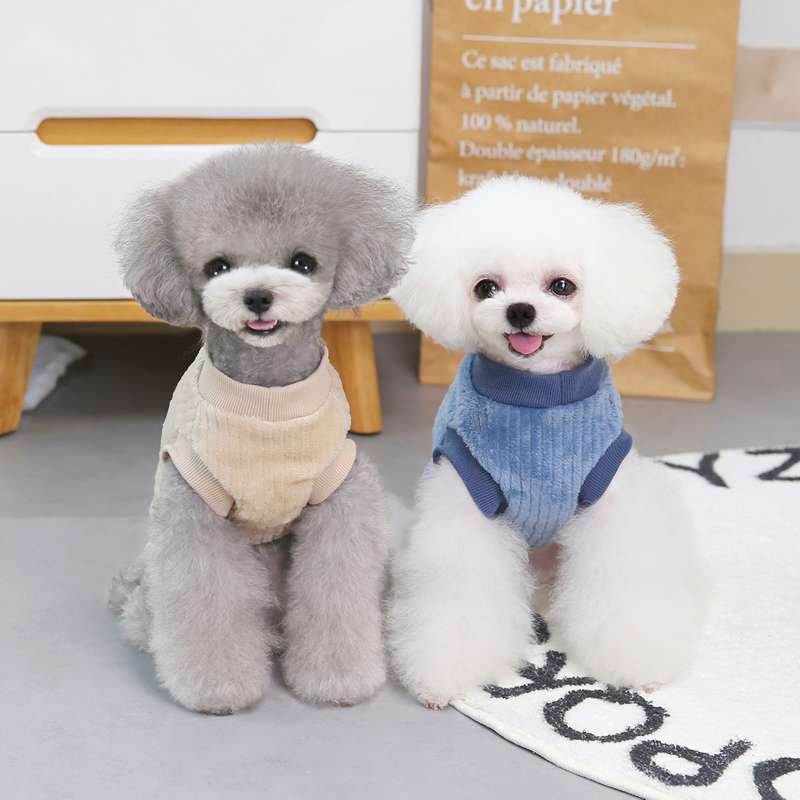 犬服 もこもこ暖かペット服 冬用コーデュロイベスト