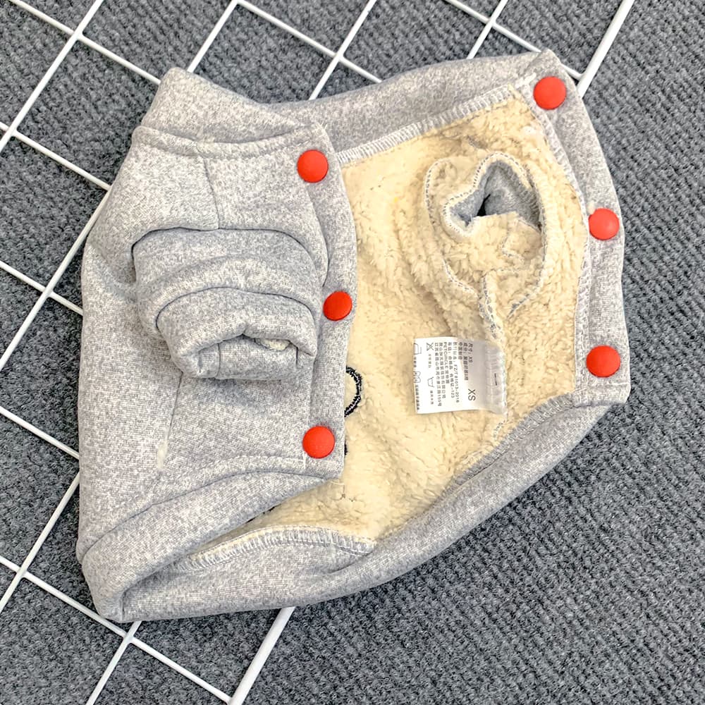 犬服 サンタクロース刺繍入りもこもこ裏起毛パーカー