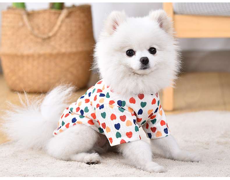 犬服 ふわもこ愛らしいハート柄パジャマ