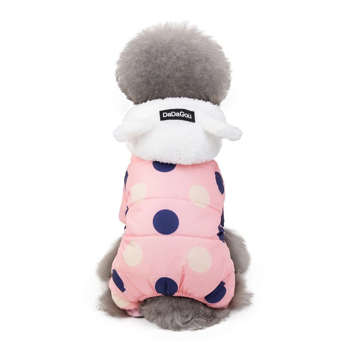 犬服 モコモコ水玉柄ジャンプスーツ