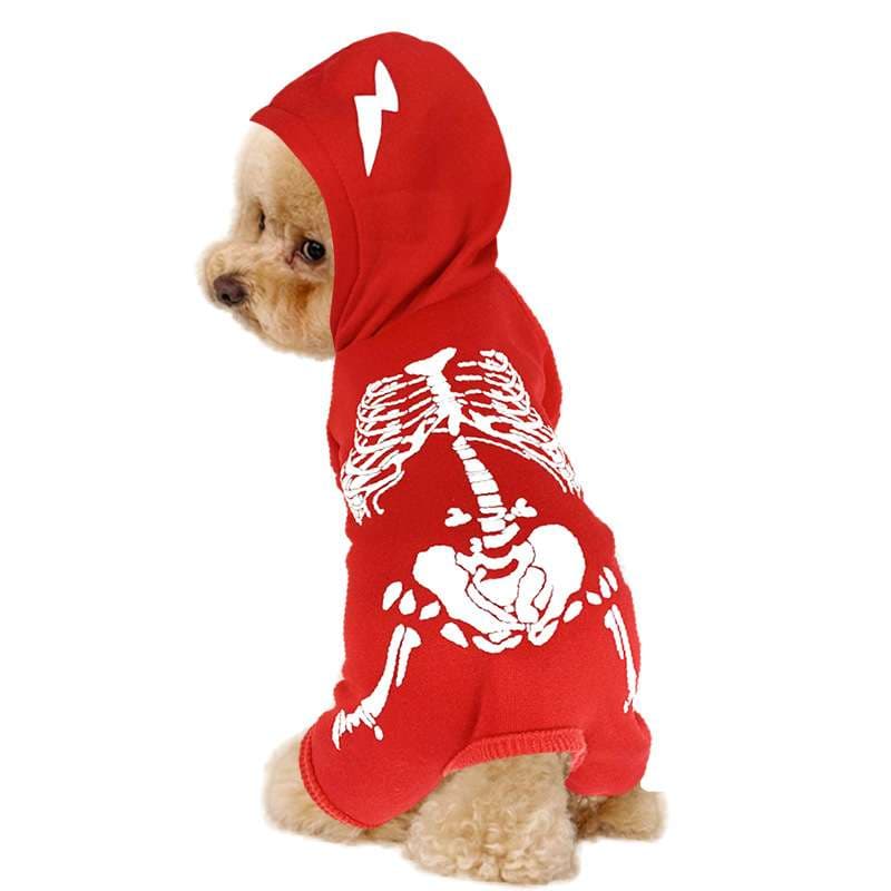 犬服 スケルトン柄パーカー風ペット用コスチューム