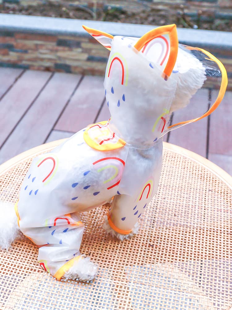 犬服 にじいろうさぎ耳レインコート