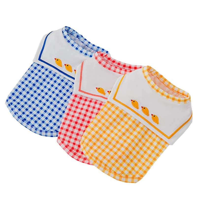 犬服 チェック柄セーラー風ペット服