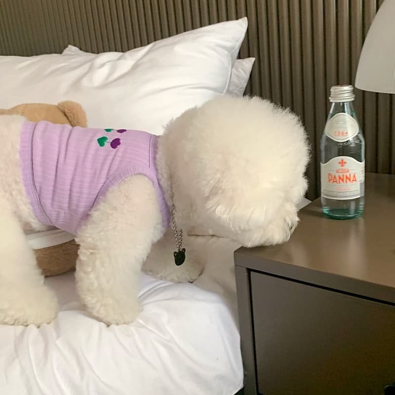 犬服 お花畑リブ編みタンクトップ