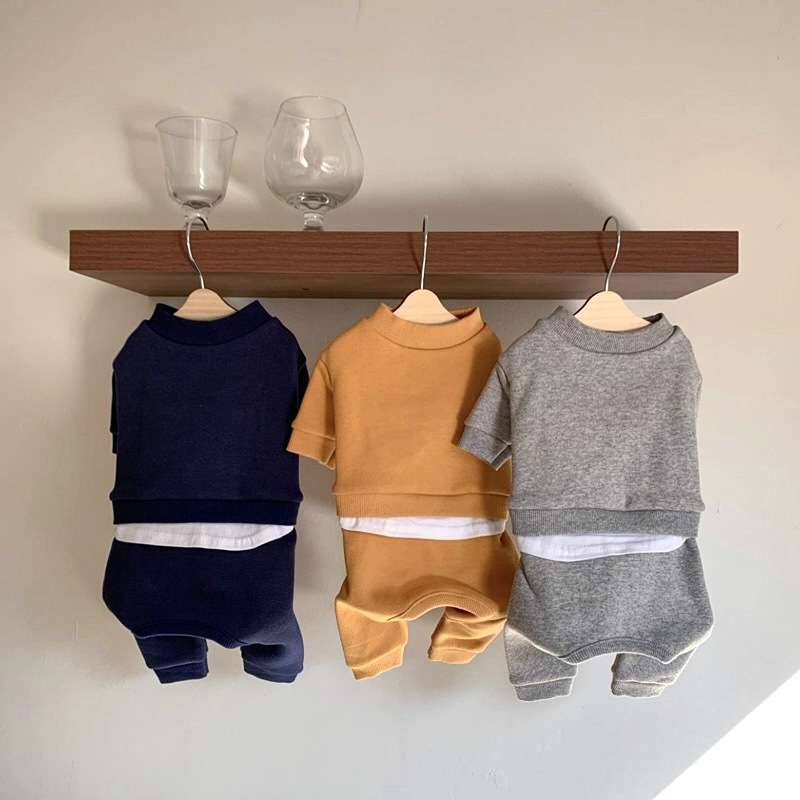 犬服 もこもこペット用重ね着風スウェット