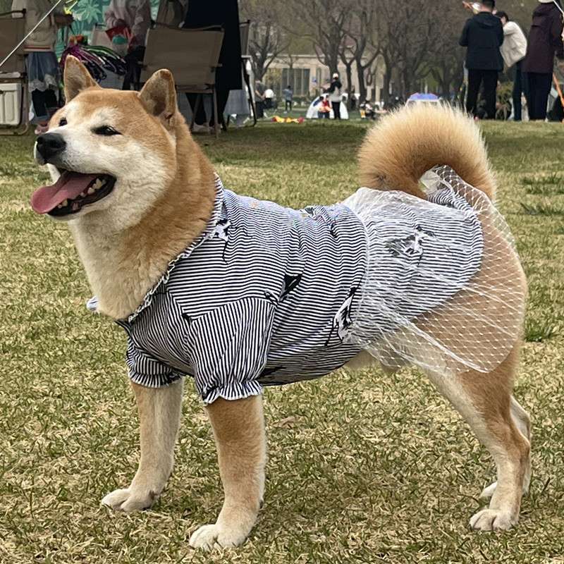 犬服 しましま和風ドレスわんこ服