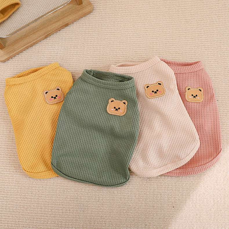 犬服 もこもこクマちゃん刺繍ニットベスト