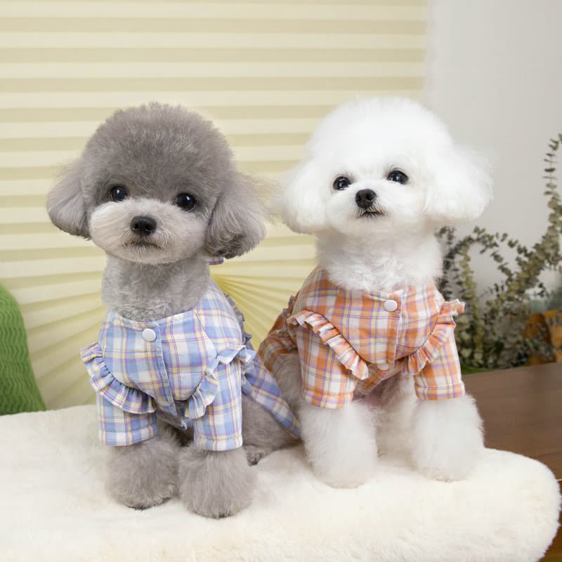 犬服 猫服 チェック柄ワンピース 可愛いペット用ドレス
