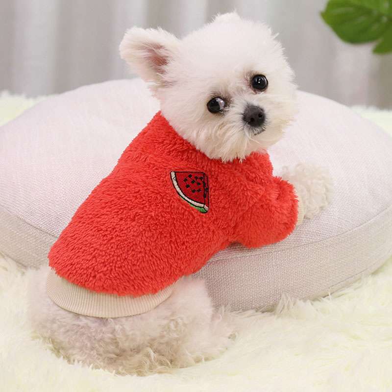 犬服 もこもこフルーツ柄ペット用セーター