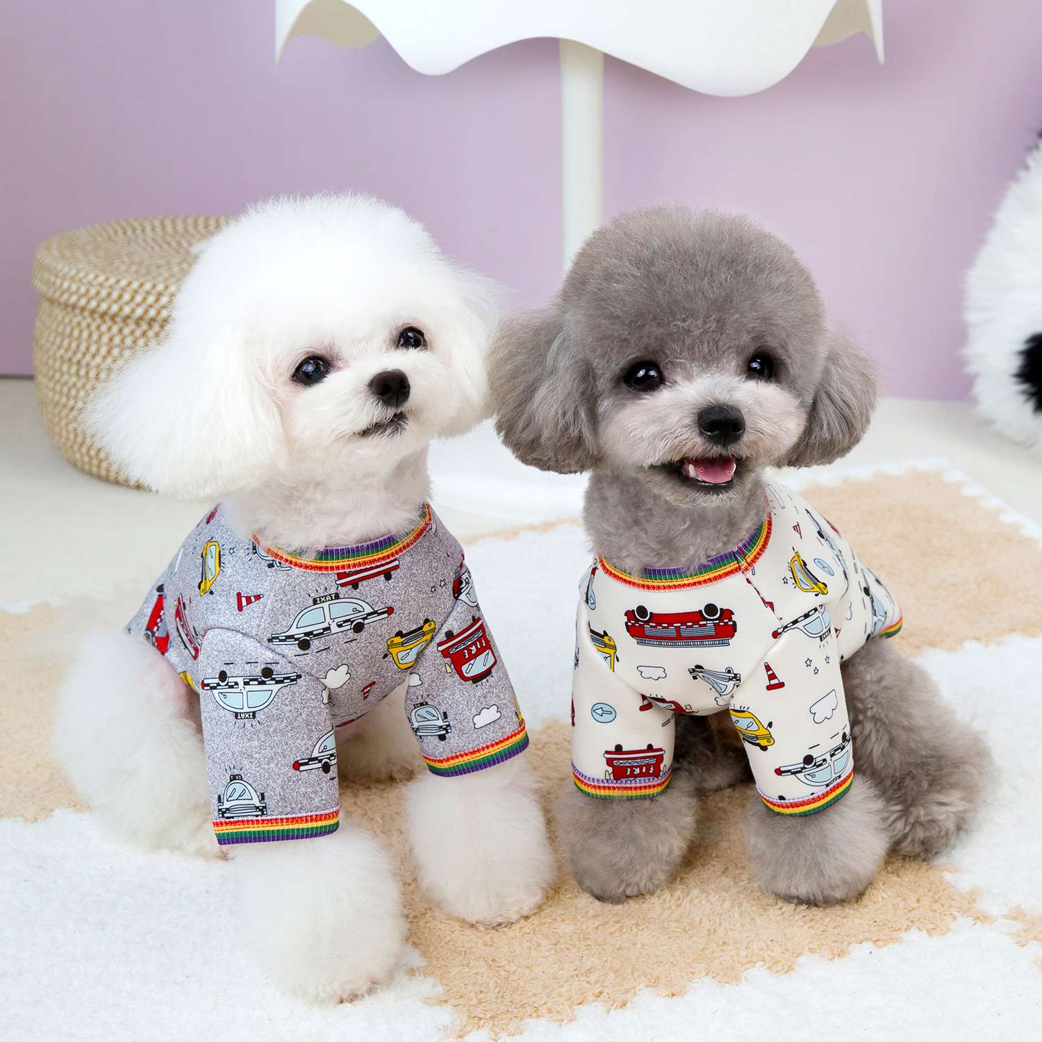犬服 消防車柄 小型犬用パジャマ
